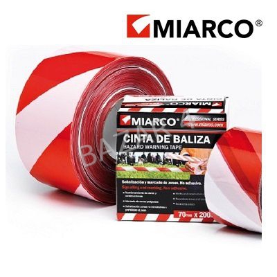 CINTA BALIZA BLANCA/ROJA 7CMX200M-MIARCO